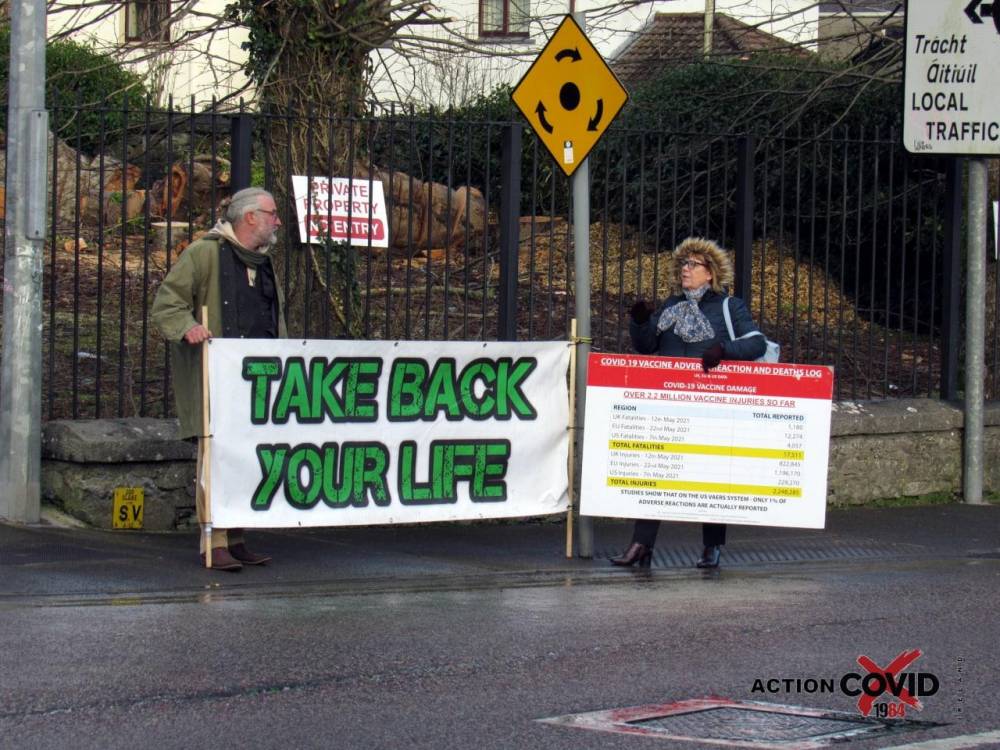 Photo gallery from small protest 04 Feb 2022in Loughrea